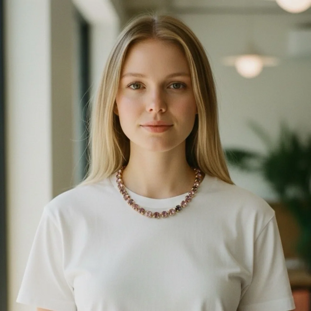 J. Crew Purple and Pink Crystal Tennis Necklace - Picture 3 of 3